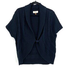 SONOMA Vintage Navy Blue Cable Knit Short Sleeve Cottagecore Sweater Size XL